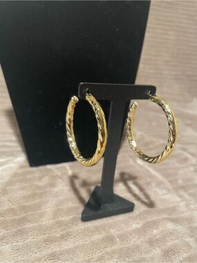 Gold-Tone Twisted Hoop Earrings - Women Jewelry